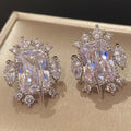 Silver Tone Marquise Crystal Starburst Stud Earrings view 3