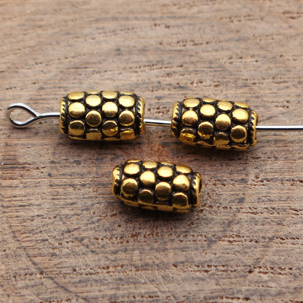 9.3x5.5x5mm 0.69g Antique Gold Zinc Alloy Snakeskin Texture Spacer Beads for Dreadlock Jewelry Making