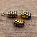 Antique Gold Raised Dot Textured Barrel Metal Spacer Bead view 2