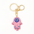 Rhinestone Hamsa Hand Evil Eye Keychain Color Strap Options view 5