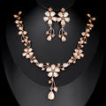 Black Silver Tone Crystal Flower Garland Two Designs Metal Necklace and Earring Set view 7