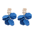 Blue Petal Crystal Tassel Drop Stud Earrings Statement Pair view 5