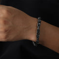 Two-Tone Black Steel Textured Link Chain Bracelet Lobster view 6