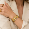 Hammered Gold Bangle Micro Set Zirconia Stone Bracelet view 2