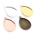 Teardrop Metal Pendant Tray Settings in Four Finish Options view 1