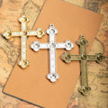 Ornate Floral Cross Pendant With Raised Border Details For Jewelry Making view 2