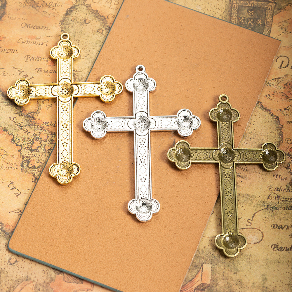 80x54mm Vintage Ornate Cross Charm Pendant