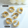 Open Heart Hollow Hoop Earrings Gold Or Steel Latch view 2