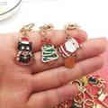 Christmas Enamel Alloy Keychains Gold Lobster Clasp 12 Styles view 3