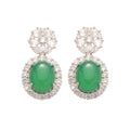 Crystal Halo Oval Stud Earrings In Pink And Green In Silver Tone view 5