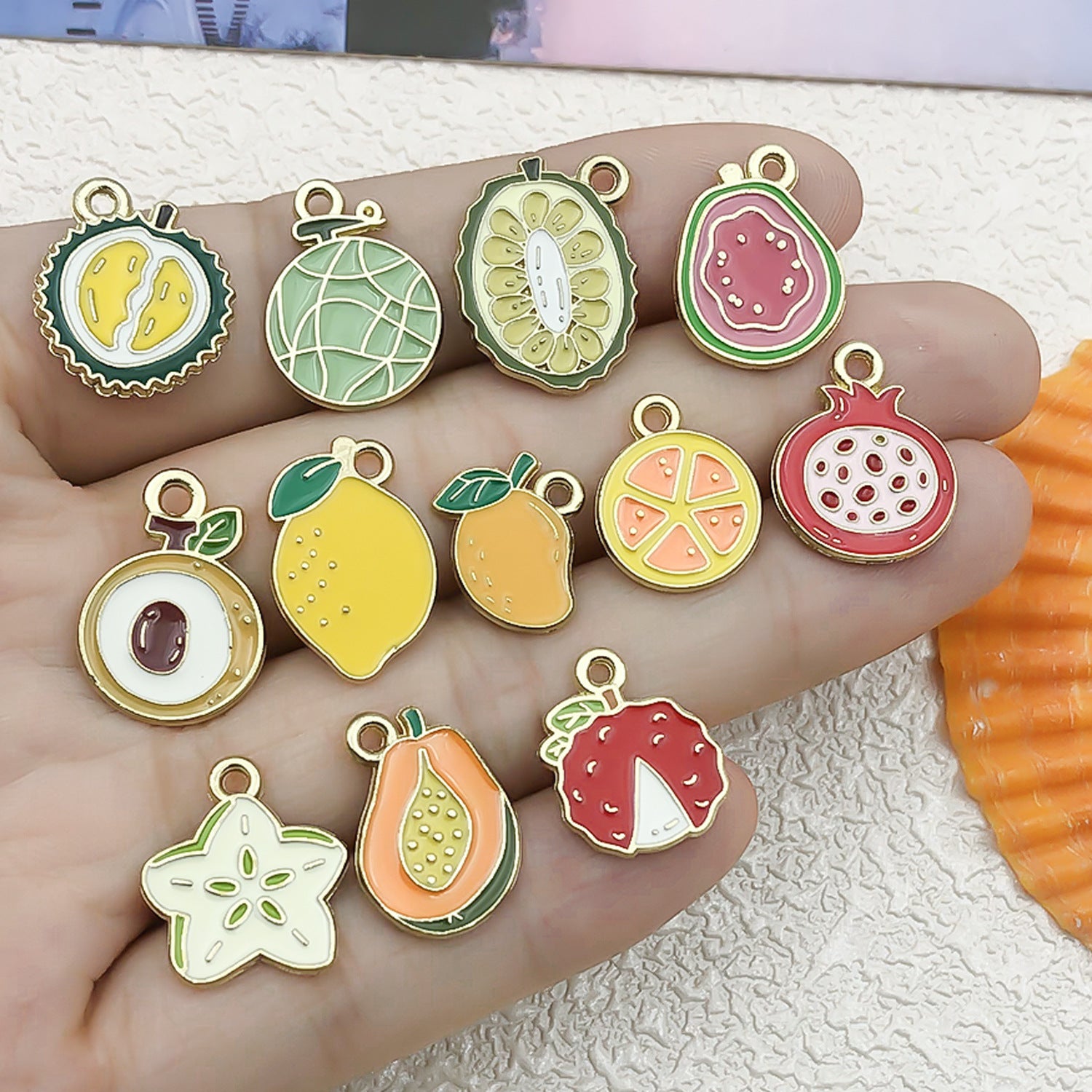 Enamel Zinc Alloy Strawberry Cherry Fruit Charm Pendant for DIY Bracelet Necklace
