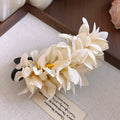 Fabric Flower Duckbill Hair Clips Pink White Purple view 7