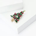 Green Enamel Christmas Tree Brooch with Colorful Ornaments view 3