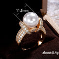 Pearl-Like Round Cabochon Crisscross Ring In Gold Tone view 5