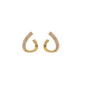 Gold Teardrop Open Hoop Earrings with Pave Crystal Edge view 5