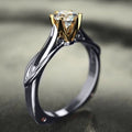 Two Tone Six Prong Round Clear Twisted Band Finger Ring view 1