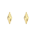 Gold Rhombus Diamond Stud Earrings Sunburst Cut Facets view 5
