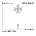 Crystal Cross Stick Pin Brooch in Gold and Silver Tones view 4