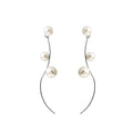 Curved Wire Branch and Three Pearl Look Threader Earrings view 6
