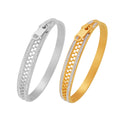 Zipper Design Rhinestone Cuff Bangles Gold and Steel Tone view 5