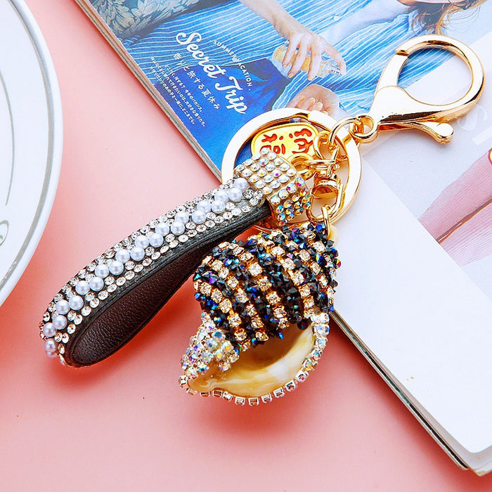 Jeweled Striped Tower Shell Keychains in Eight Colors plus Assorted Option