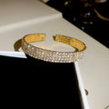Rhinestone Multi Row Open Cuff Bracelets Gold Silver Eight view 8