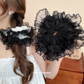 White Oversized Scrunchie With Black Lace Edge And Gallery Black Version view 1
