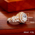 Gold Tone Oval Cluster Ring with Clear Stone Double Halo view 5