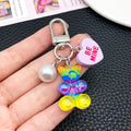 Rainbow and Green Resin Bear Heart Metal Clasp Keychain Pair view 4