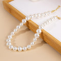 Large White Graduated Pearl Look Single Strand Necklace view 3