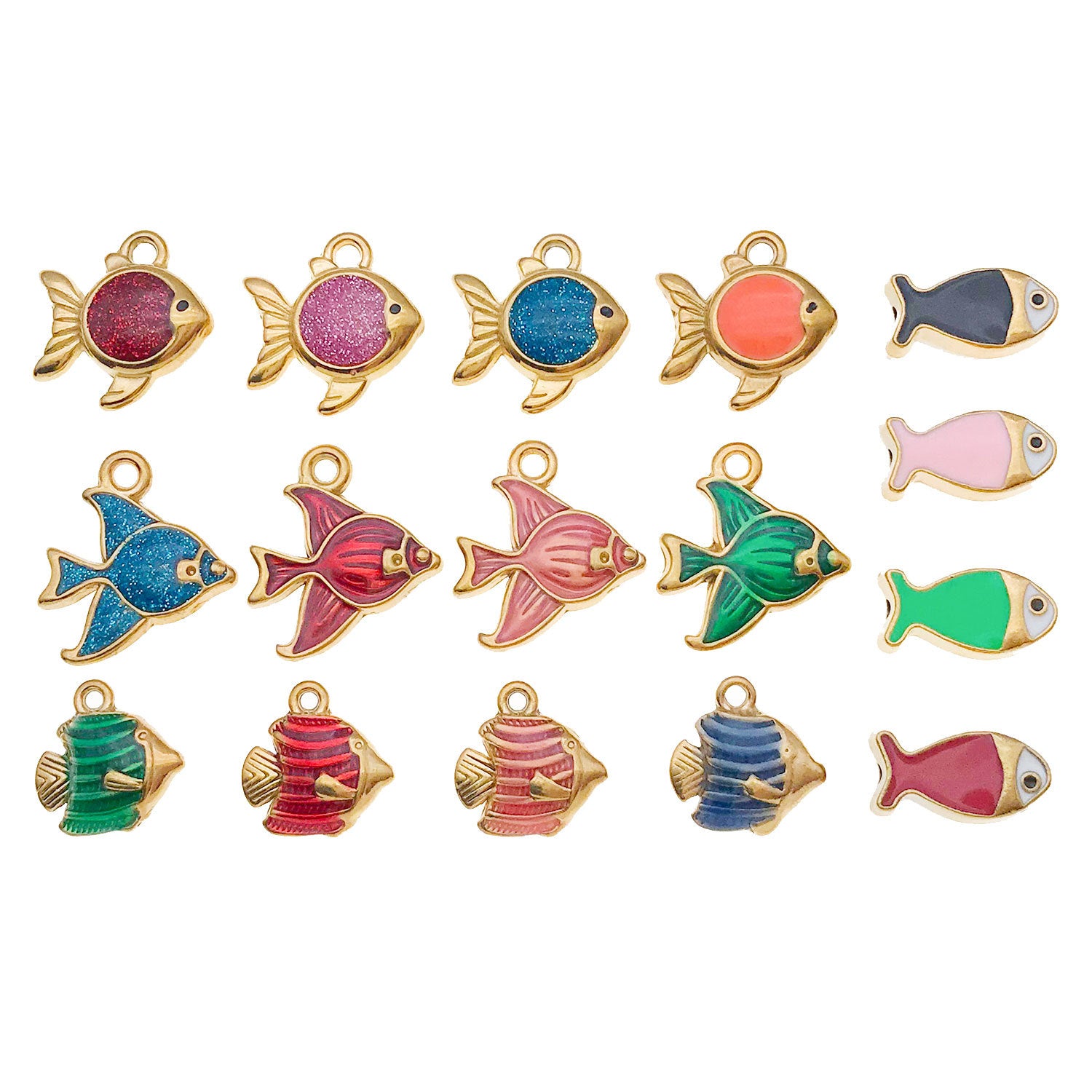 Stainless Steel Gold-Plated Colorful Goldfish Charm Pendant for Bracelet Necklace DIY