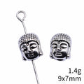 Buddha Head Small Hole Metal Beads in Two Antique Finishes view 5