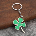 Green Four Leaf Clover Metal Keychain in Four Styles view 6