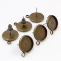 Round Bezel Earring Post Findings With Hanging Loop view 10