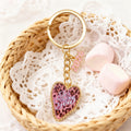 Pink Leopard Love You Heart Keychain Gold Ring 2026 Charm view 3