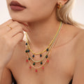 Natural Stone Bead Necklaces with Crystal Opal Drop Charms view 2