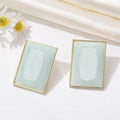 Gold Tone Faceted Rectangle Resin Stud Earrings in Seven Colors view 9