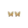Sculpted Openwork Butterfly Stud Earrings in Gold Tone view 5
