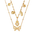 Sacred Heart Multi Charm And Bow Necklace Gold Steel view 5