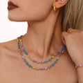 Triangle Clover Zircon Link Necklace Multicolor Clear Styles view 2