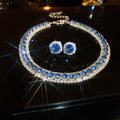 Round Crystal Necklace And Earring Sets In Five Color Options view 9