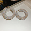 White Pearl Beaded Statement Hoop Earrings Statement Pair view 6