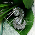 Silver Tone Floral Leaf Crystal Crescent Earrings Fashion Jewelry view 5
