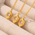 Gold Hexagon Stone Pendant Necklace And Link Chain view 4