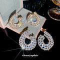 Crystal Teardrop Statement Stud Earrings in Gold and Silver Tones view 3
