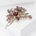 Rhinestone Floral Branch Brooch Purple Blue Crystal Pin view 3
