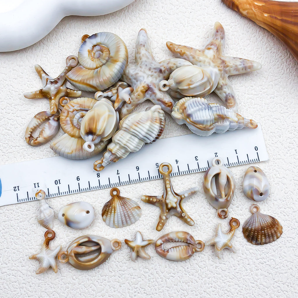 Beige Acrylic Conch Shell Starfish Cloud Charm Pendant for Necklaces Bracelets Keychains