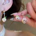 Peach Rabbit Charm Ring Necklace Bracelet and Earring Set view 4