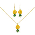 Pineapple Pendant Necklace and Hook Earring Jewelry Sets view 5