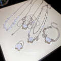 Silver White Rose Flower Bracelet Pearls Crystal Accents view 2